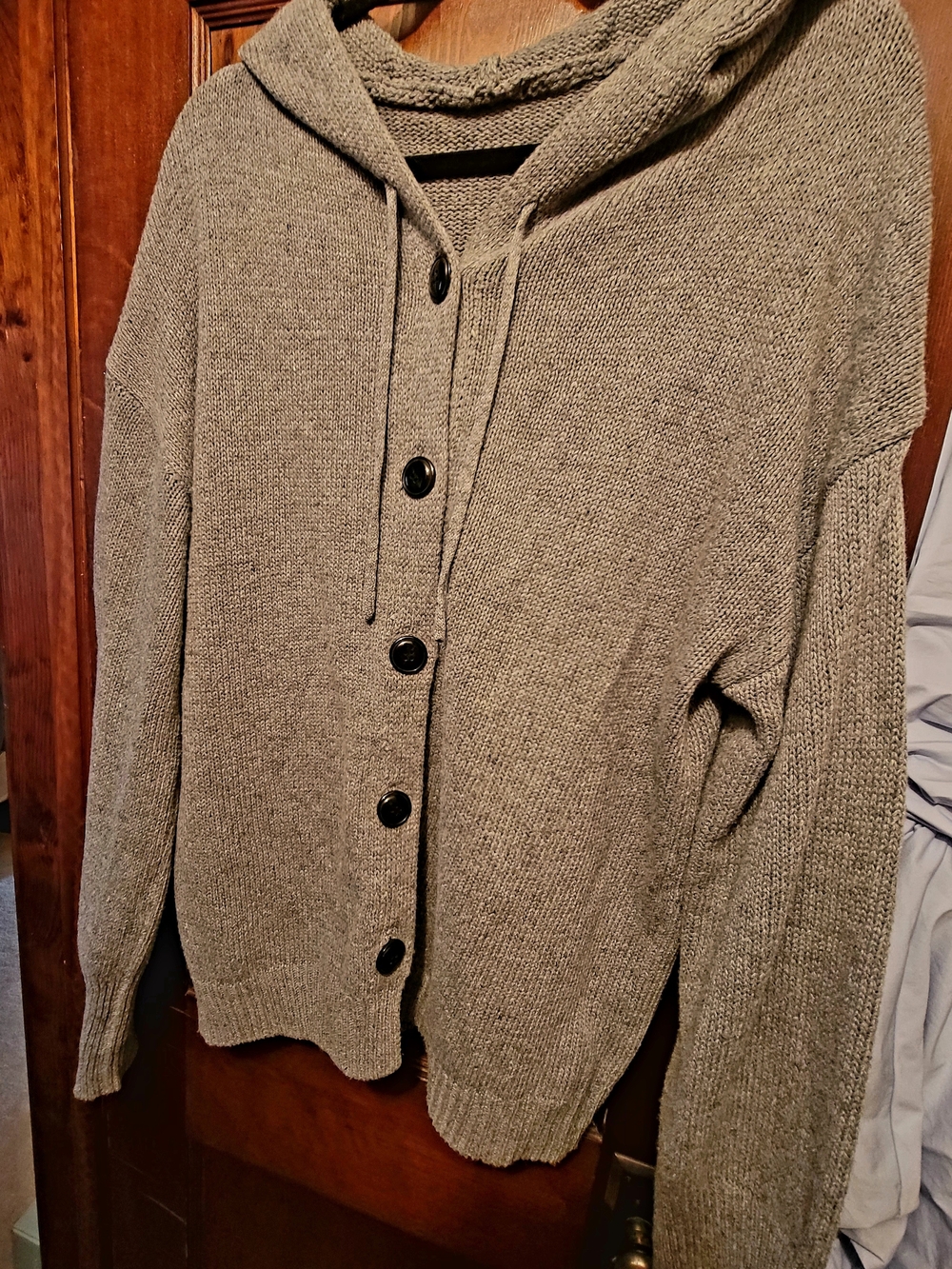 Cozy Hooded Button-Front Women's Sweater - Gray